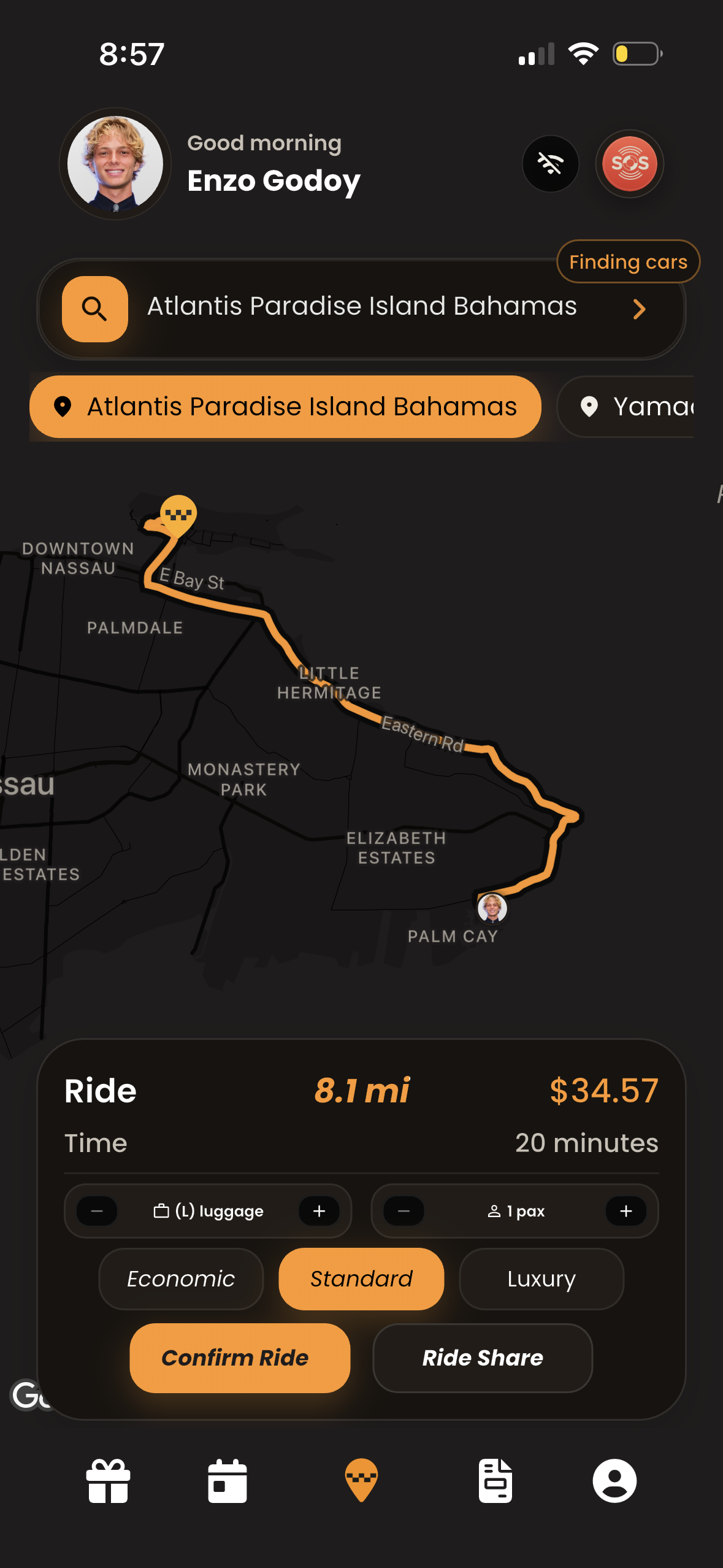 HOP ride tier selection