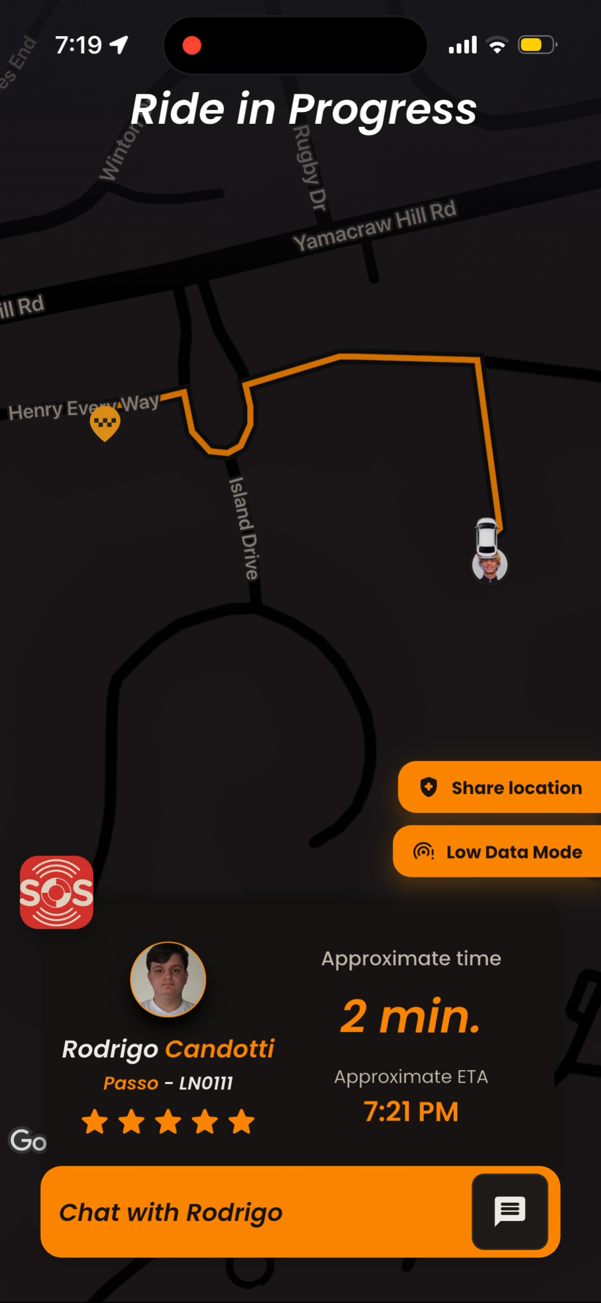 HOP ride in progress — live tracking