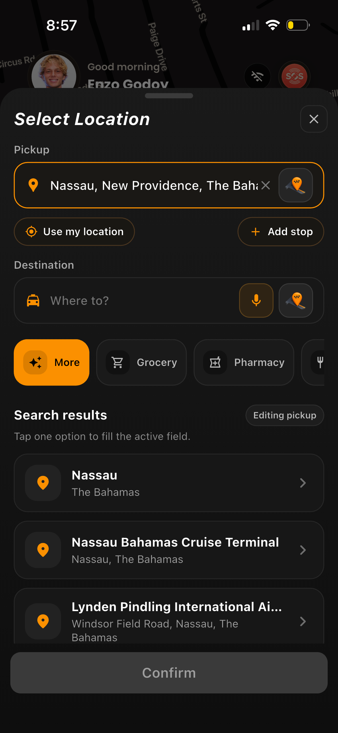 HOP destination search